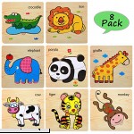 Wooden Jigsaw Puzzles for Toddlers Age 2 3 4 5 Year Old | Preschool Animals Puzzles Set for Kids Children | Shape Color Learning Educational Puzzles Toys for Boys and Girls 8 Pack  B07Q4DKJ59
